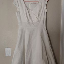 Bbonfinedress Dress,Women's Size Large White 1950's Retro Vintage Swing Dress 