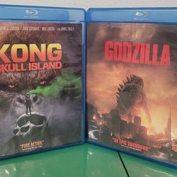 2 Blu-ray Monster LOT: Godzilla 2014 + Kong Skull Island 2017