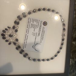 17" Length .925 Silver Sapphire and Diamond Necklace- appraised at $17k