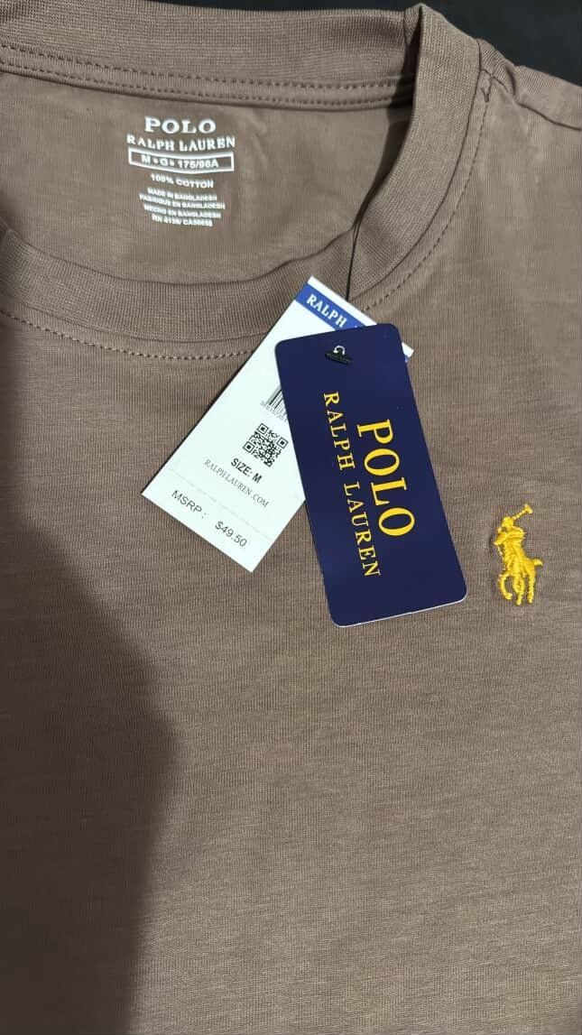 Brown Polo Ralph Lauren shirt and shorts