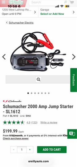 Schumacher 2000 Amp Jump Starter