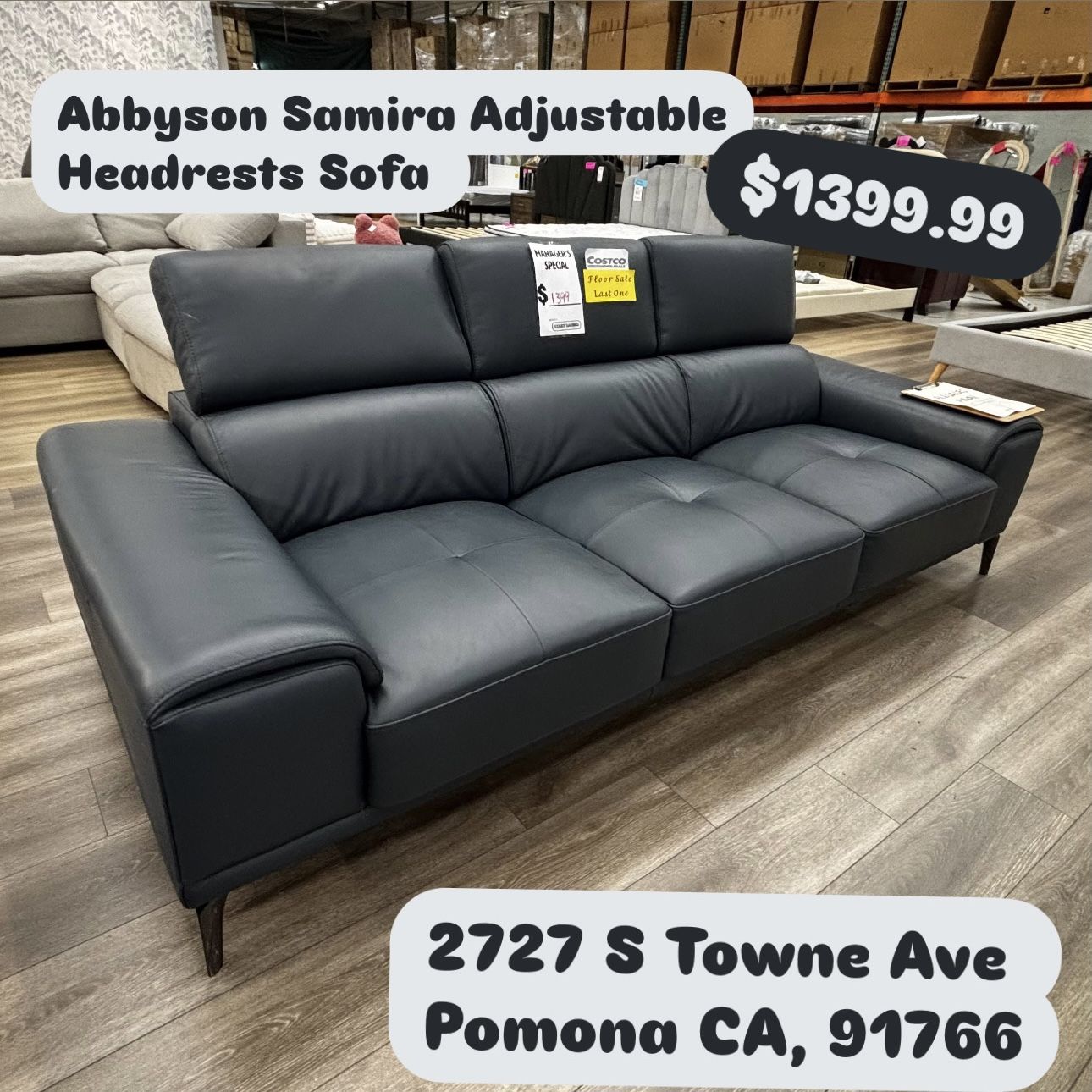 Abbyson Samira Adjustable Headrests Sofa