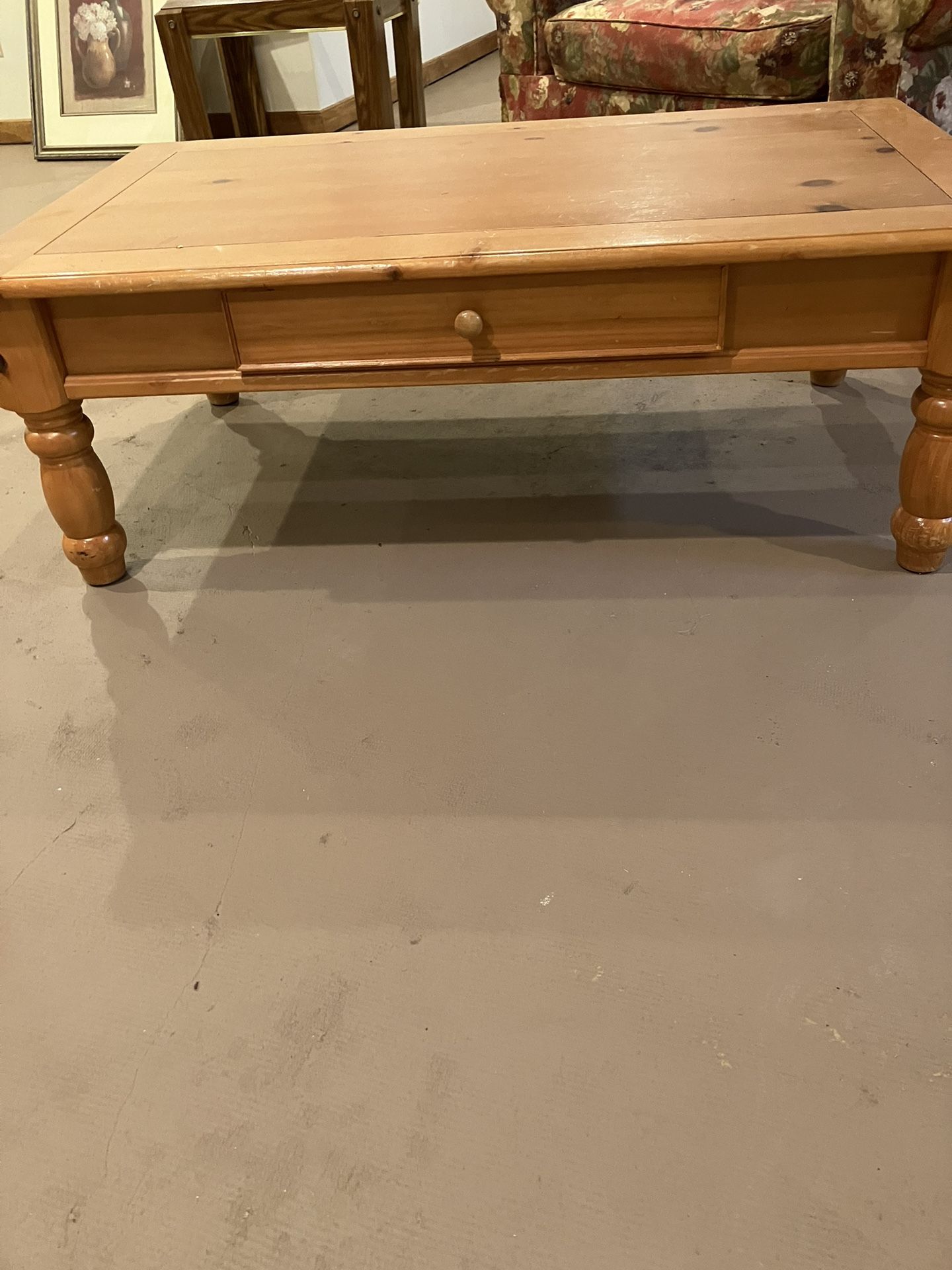 Coffee Table Included with Purchase Of Floral Sofa and matching Chair