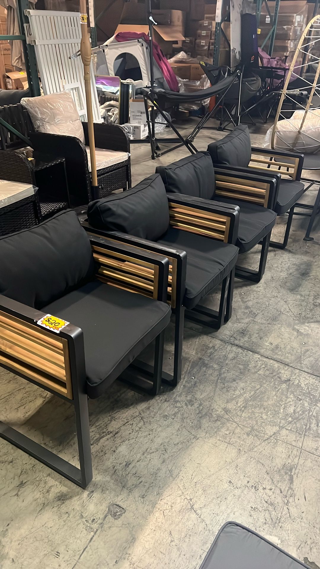 $20 EACH !! Assemble Aluminum Outdoor Chair With Black Cushions