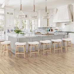 6X Beige Color 24” Fabric Barstools 