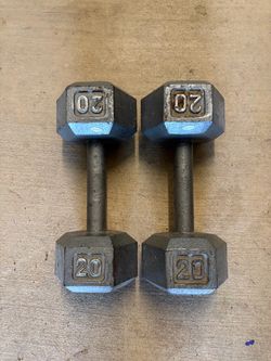 20 lbs pair of HEX cast iron bumbells