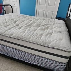 Queen Size Bed Frame + Box + Mattress