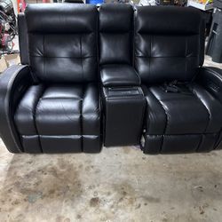 Omega Black Power Reclining Console Loveseat
