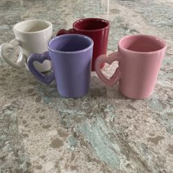 Williams Sonoma Heart Handle Mugs, Four