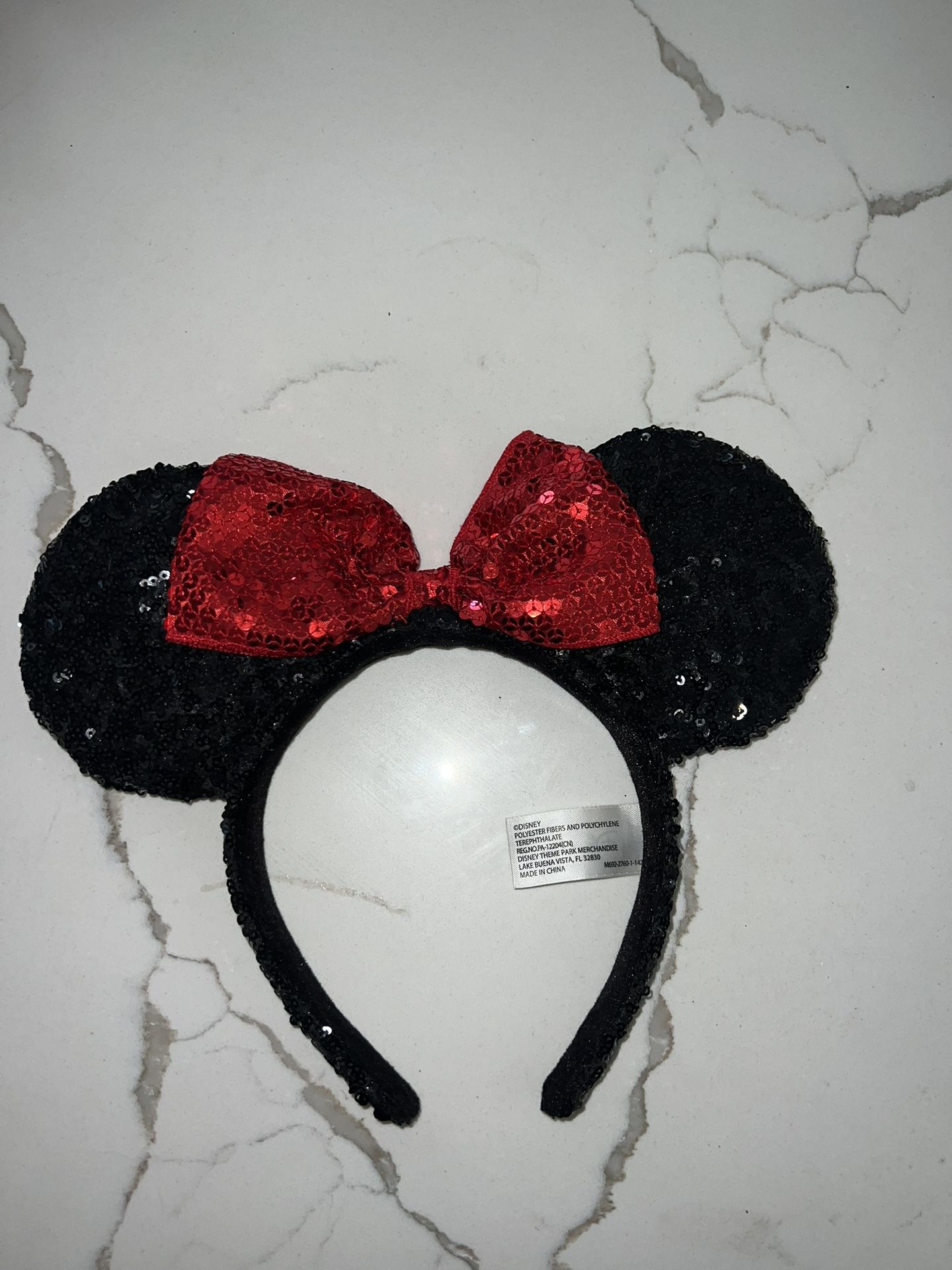 Minnie Ears Black W Red Bow