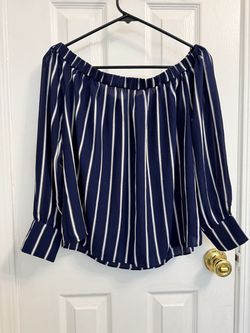 Forever 21 Navy and White striped blouse