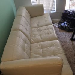 White Leather Couch 