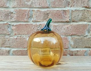 Vintage Handblown Amber Glass Pumpkin