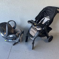 chicco bravo primo trio travel. baby stroller and chicco fit2 car seat with base