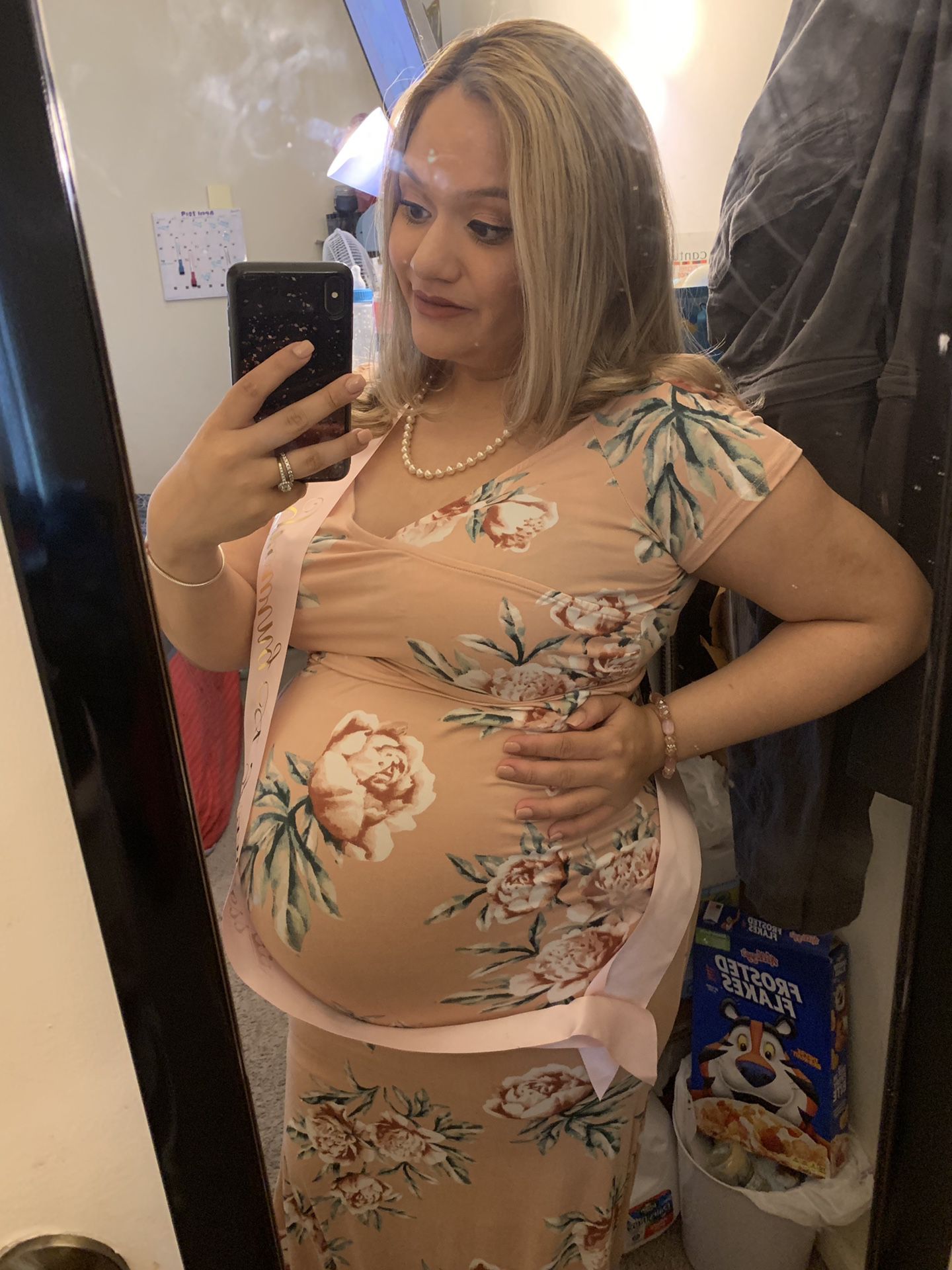 Pink blush baby shower maternity dress Large