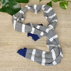 Boys Toddler Blue Gray and White Striped Scarf 🧣 12-4T H&M