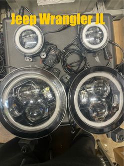 Black housing headlights and fog lights set for Jeep wrangler JL and gladiator