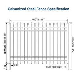Black powdercoated Galvanized Steel Security Fence