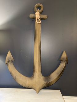 Pottery Barn Wooden Anchor and Framed Ship's Anchor Patent Print.