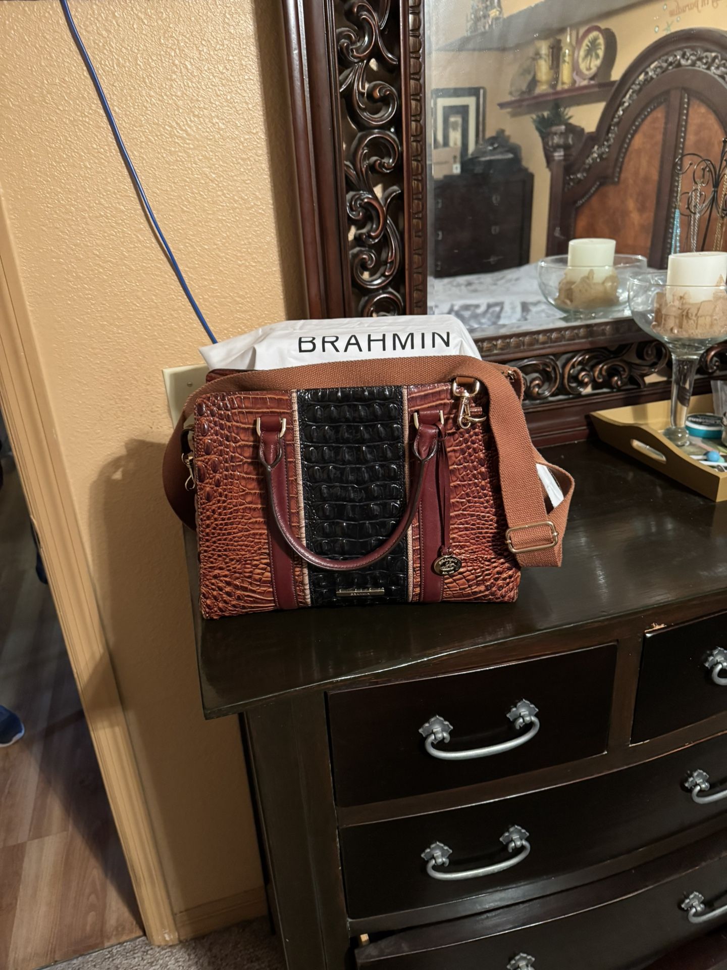 Brahmin Alligator Purse Walnut