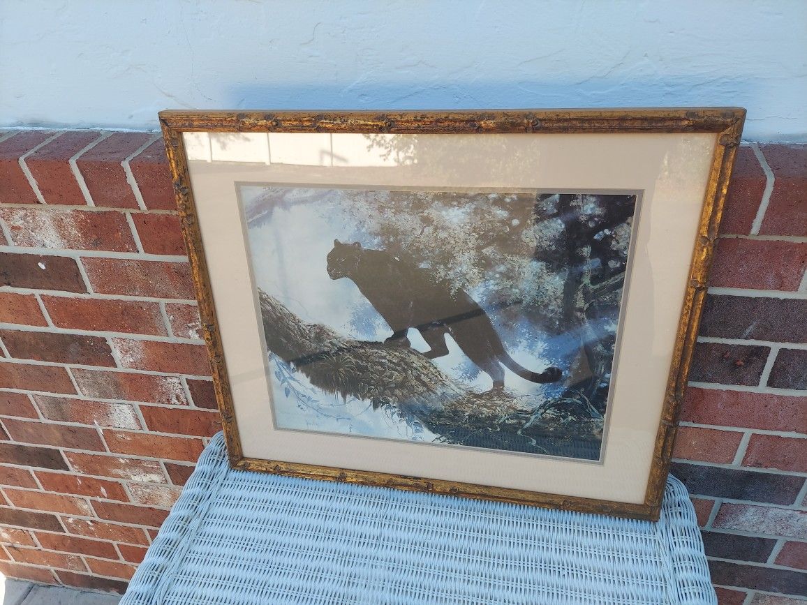 Panther Print in Nice Gold Frame.