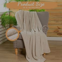 Buryeah Flannel Throw Blanket 50x60 beige