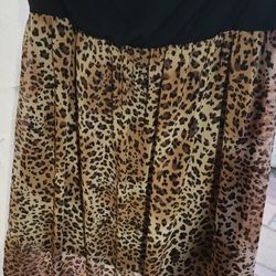 Plus Size Strapless Cheetah Print Dress 