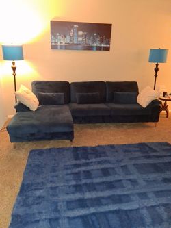 BLUE CRUSHED VELVET/SUEDE COUCHES!