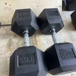 New pair of 55lb rubber dumbbells. NEW IN BOX 📦 $110