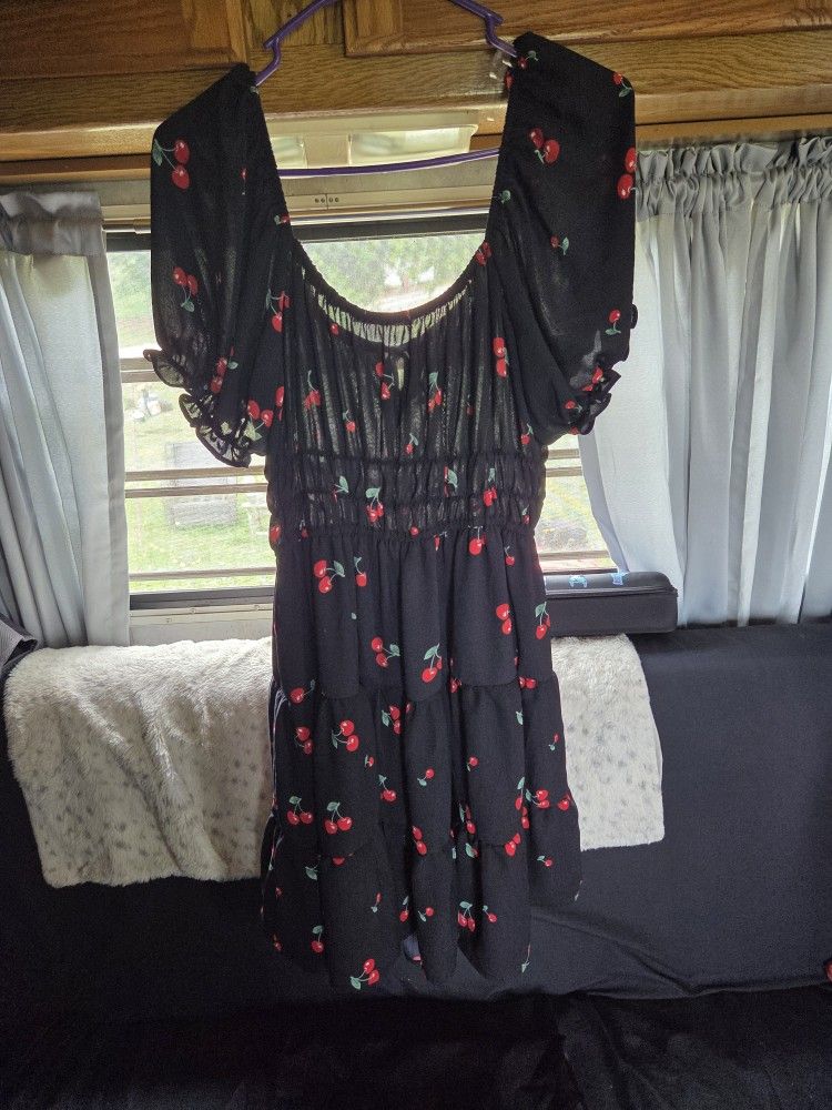 Black Dress With Cherries Xl