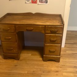 Vintage Solid Wood Desk – Thos. Beals (Portland, ME) 