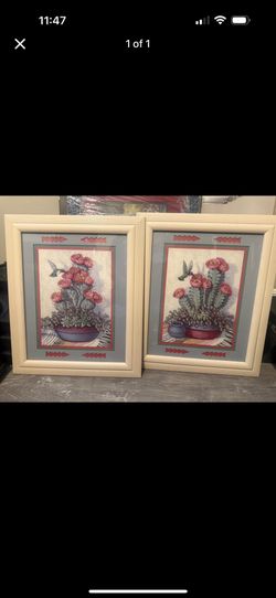 Humming Bird Cactus Vintage Art Set