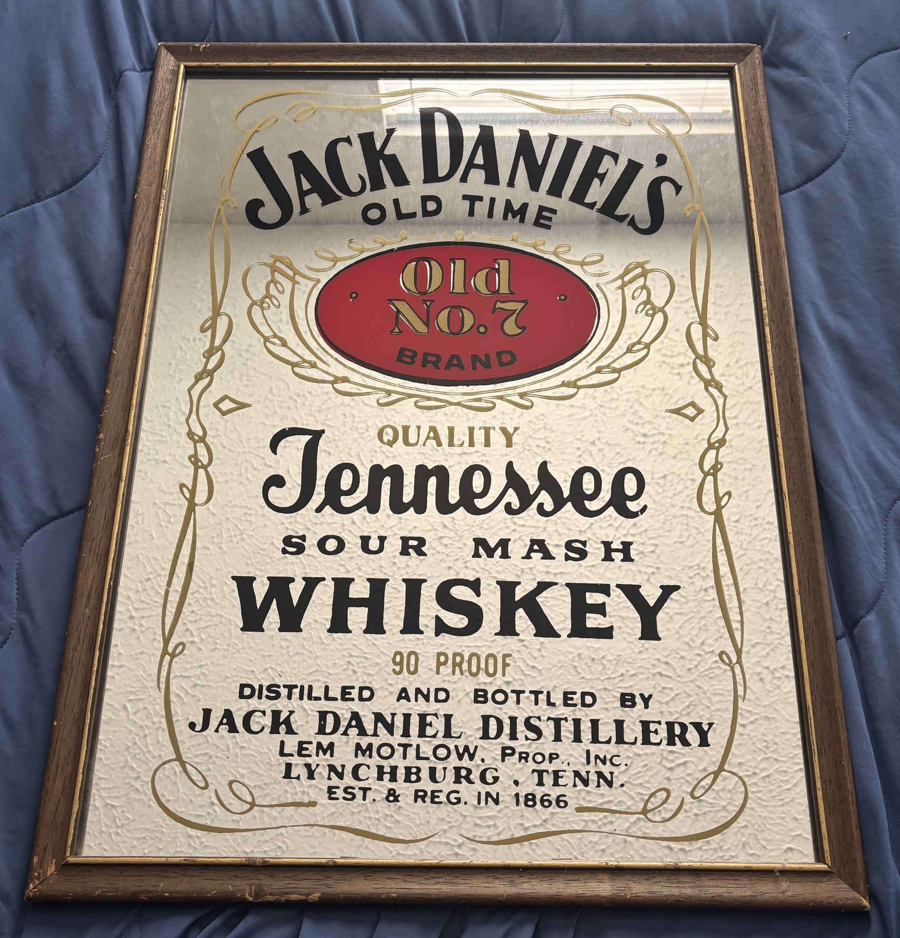 Jack Daniels Old No. 7 Whiskey Bar Mirror 26" x 20" Vintage Mancave Pub Rare