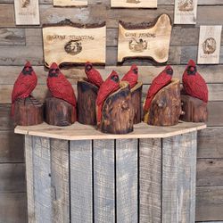 Chainsaw Carved Cardinals 