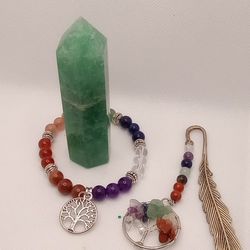 Crystal Tower, Chakrah Bracelet And Chakrah Bookmark 