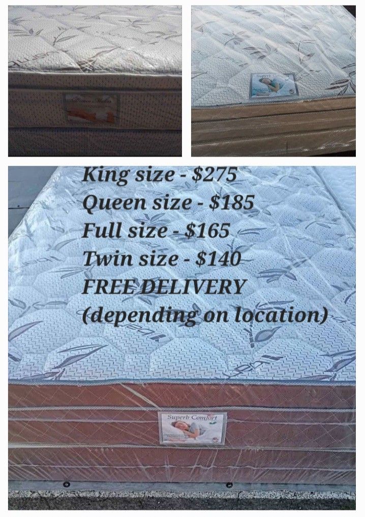 Brand New King Size Pilllowtop Mattress Included Box Spring. FREE DELIVERY