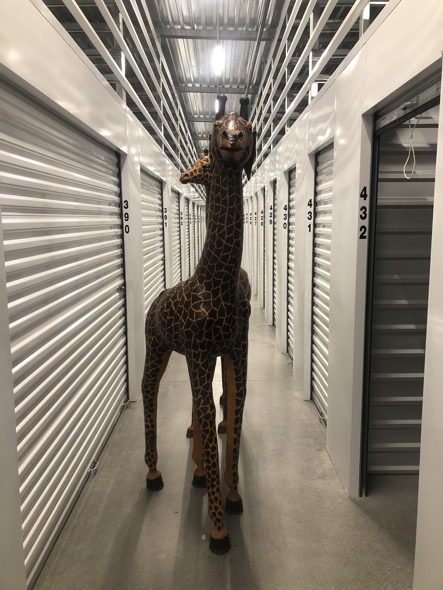 8 foot real leather giraffe statue