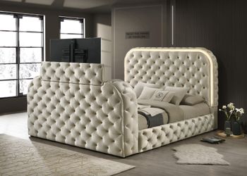 Valentina  cream queen bed frame