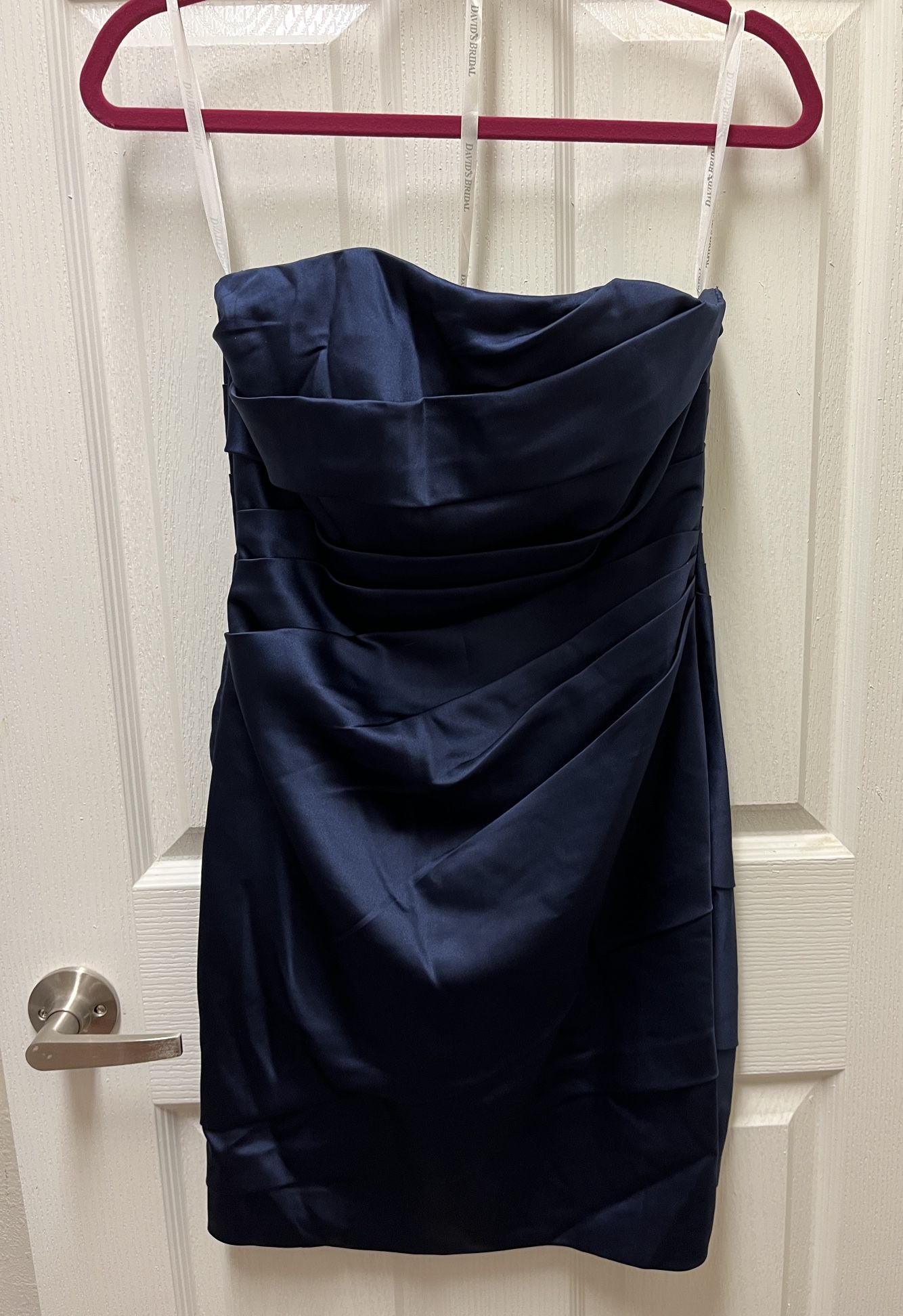 Like NEW Size 2 David’s Bridal Midnight/Navy Blue Strapless Short Dress