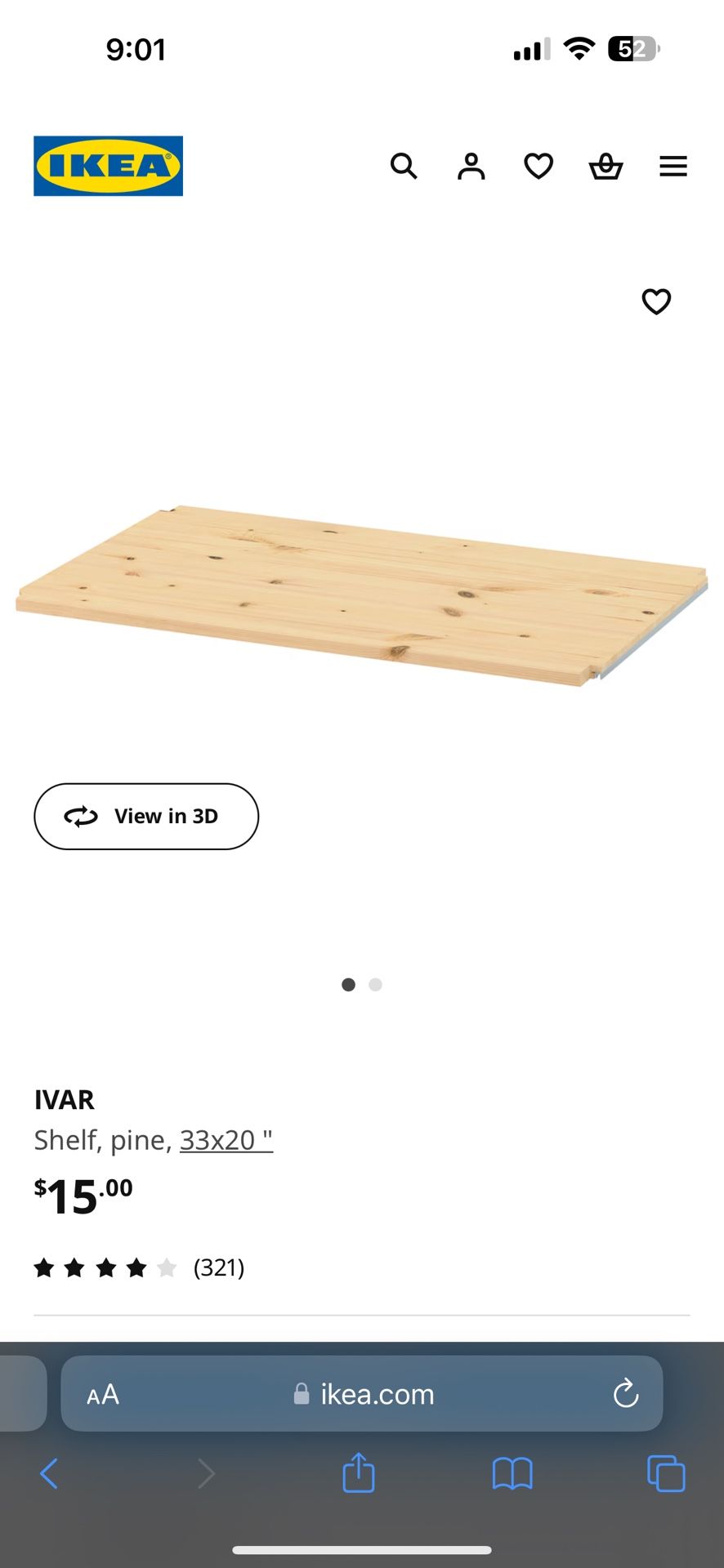 IKEA IVAR Shelf 33x20