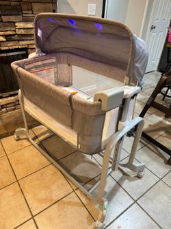 CRIB: Ingenuity Dream Hero Starlight 3-in-1 Co-Sleeping Bassinet - Lume: Canopy, Locking Wheels, Vibration, Nightlight with mattress