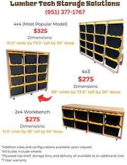 Custom Storage Shelving for 27 Gallon Bins and Totes with Wheels!