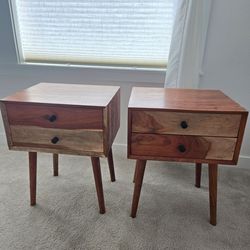 Two Mid century modern MCM side table / night stand