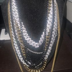 Two Black Zirconia Diamond Row Chains 