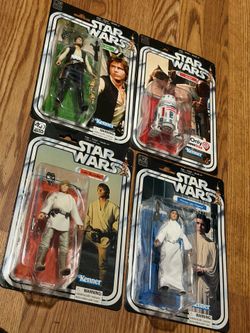 Star Wars Black Series 40th Retro Lot of 4 Luke Skywalker, R5-d4, Han Solo, Princess Leia organa