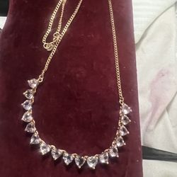 Beautiful Sterling Silver StS Amethyst Hearts  Necklace