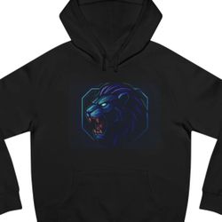 LION HEAD HOODIE — NEON GEOMETRIC ROARING LION SWEATSHIRT