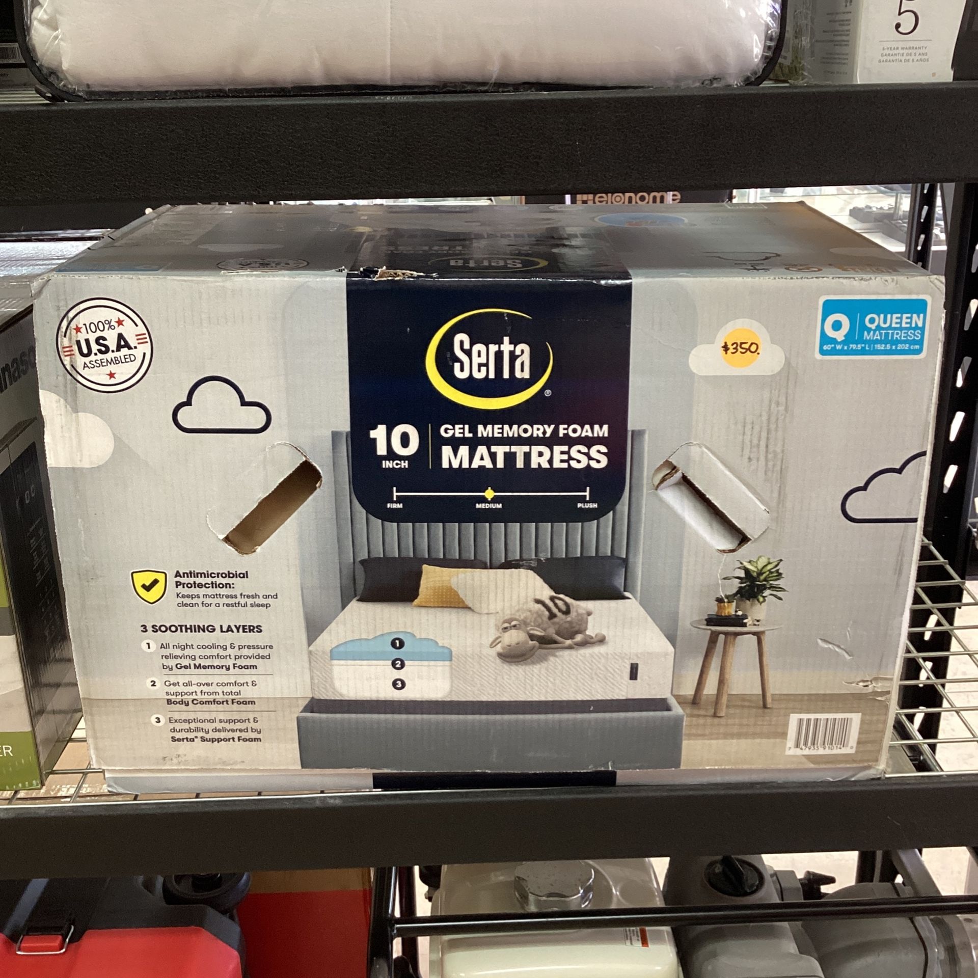 SERTA 10” GEL MEMORY FOAM QUEEN SIZED MATTRESS.