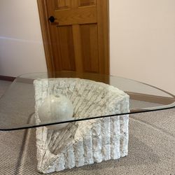 Glass And Stone Post Modern Tessellated Triangular Coffee Table_(2) side Tables_entry Table 90s Style Furniture
