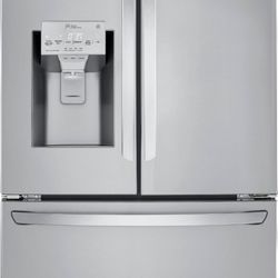 LG - 23.5 Cu. Ft. French Door Counter-Depth Smart Refrigerator with Craft Ice - Stainless steel

